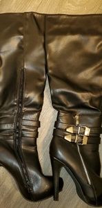 Faux Leather mid-calf/Knee boots heels